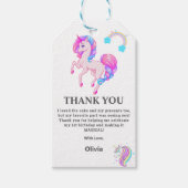 編集可能ユニコーン誕生日パーティー ギフトタグ (正面)