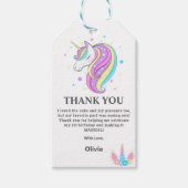 編集可能ユニコーン誕生日パーティー ギフトタグ (正面)