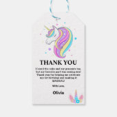 編集可能ユニコーン誕生日パーティー ギフトタグ (裏面)