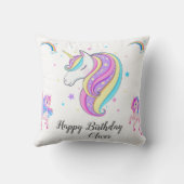 編集可能ユニコーン誕生日パーティー クッション (裏面)