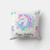 編集可能ユニコーン誕生日パーティー クッション (裏面)