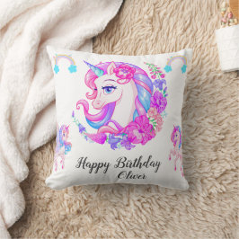 編集可能ユニコーン誕生日パーティー クッション