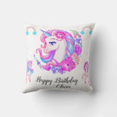 編集可能ユニコーン誕生日パーティー クッション (裏面)