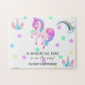 編集可能ユニコーン誕生日パーティー ジグソーパズル (横)