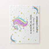 編集可能ユニコーン誕生日パーティー ジグソーパズル (縦)