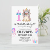 編集可能ユニコーン誕生日パーティー 招待状 (スタンド正面)