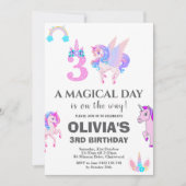 編集可能ユニコーン誕生日パーティー 招待状 (正面)