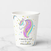 編集可能ユニコーン誕生日パーティー 紙コップ (裏面)