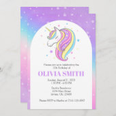 編集可能ユニコーン誕生日招待状テンプレート 招待状 (正面/裏面)