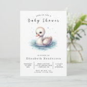 編集可能ユニークスワン赤ちゃんシャワー 招待状 (スタンド正面)