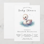 編集可能ユニークスワン赤ちゃんシャワー 招待状 (正面/裏面)