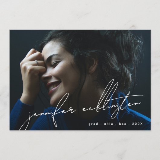 編集可能ユニーク写真テンプレート大学卒業 案内状 (正面)