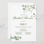 編集可能ユーカリとグリーナリーブライダルシャワーInv 招待状 (正面/裏面)