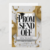 編集可能ラグジュアリーなブラック金ゴールドプロムオフ 招待状 (正面/裏面)