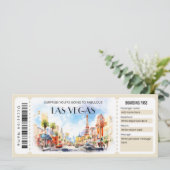 編集可能ラスベガス飛行機ボーディングパスチケット 招待状 (スタンド正面)