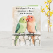 編集可能ラブバードバレンタインデー カード (黄色い花)