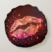 編集可能リップイラストレーション:シンプルグラフィックデザイン ラウンドクッション (裏面)