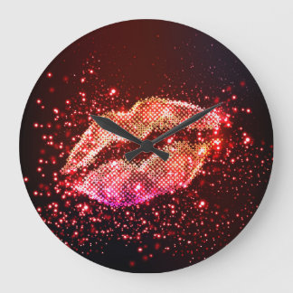 編集可能リップイラストレーション:シンプルグラフィックデザイン ラージ壁時計