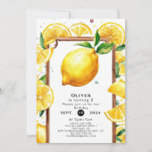 編集可能リトルレモン誕生日 招待状 (正面)