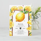 編集可能リトルレモン誕生日 招待状 (スタンド正面)