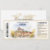 編集可能リヨン飛行機チケットリヨントリップ 招待状 (正面/裏面)