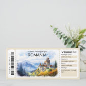 編集可能ルーマニア飛行機チケット、ルーマニア旅行 招待状 (スタンド正面)