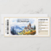 編集可能ルーマニア飛行機チケット、ルーマニア旅行 招待状 (正面)