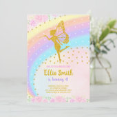 編集可能レインボーグリッター妖精誕生日招待状 招待状 (スタンド正面)