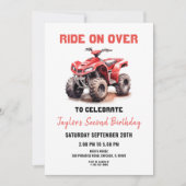 編集可能レッドATVホイーラーバイク誕生日招待状 招待状 (正面)