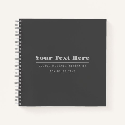 編集可能レトロモダン-文字テンプレート | ダークグレー ノートブック (正面)
