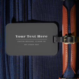 編集可能レトロモダン-文字テンプレート | ダークグレー ラゲッジタグ