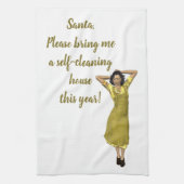 編集可能レトロレディーセルフクリーンハウスリクエスト キッチンタオル (縦)