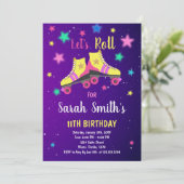 編集可能レトロローラスケートで滑るパーティー招待状 招待状 (スタンド正面)