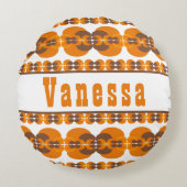 編集可能レトロGroovy 70のバブルのパターン名 ラウンドクッション (正面)