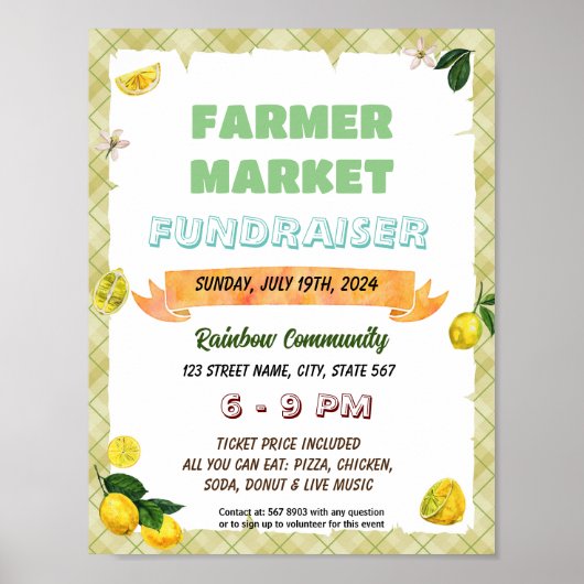 編集可能レモンスクールイベントフライヤー ポスター (正面)