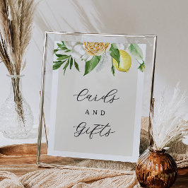 編集可能レモンブライダルシャワーカード&ギフトサイン ポスター