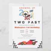 編集可能レースカー2nd高速ヴィンテージ誕生日 招待状 (正面)