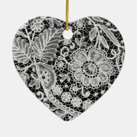 編集可能レース母の日ハート セラミックオーナメント (裏面)