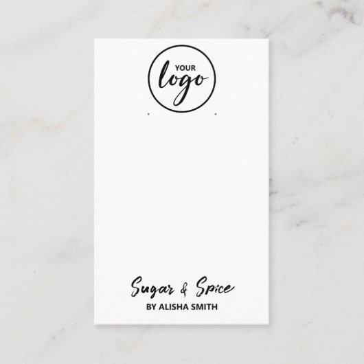 編集可能ロゴホワイトイヤリングパッケージカード 名刺 (正面)