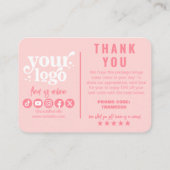 編集可能ロゴレトロピンクかわいいCute Thank You Package エンクロージャーカード (裏面)