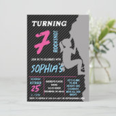 編集可能ロックガール登山誕生日パーティー 招待状 (スタンド正面)