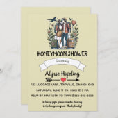 編集可能ロマンチックハネムーンシャワー招待状 招待状 (正面/裏面)