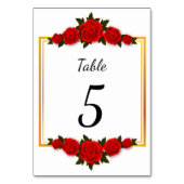 編集可能ロマンチック金ゴールドフレームとバラ テーブルナンバー (裏面)