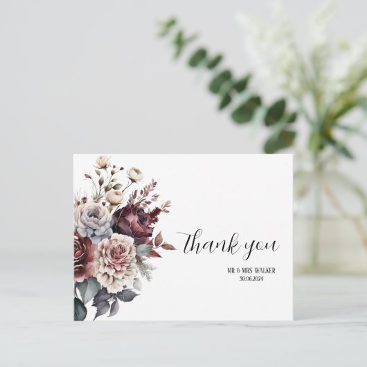 編集可能ワイルドフラワーサンキューカード、サンキューカード シーズンポストカード (スタンド正面)