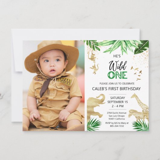 編集可能ワイルドワン誕生日 招待状 (正面)