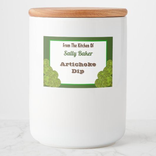 編集可能ヴィンテージアーティチョークレシピシール フードラベル (正面)