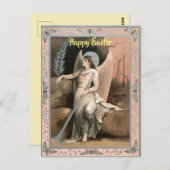 編集可能ヴィンテージイースターエンジェル羽を持つ ポストカード (正面/裏面)