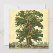 編集可能ヴィンテージオークツリー移動した正方形 ノートカード (裏面)