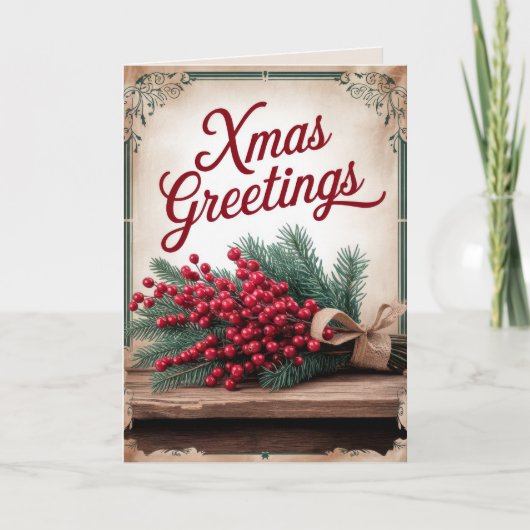 編集可能ヴィンテージクリスマスクリスマスカード シーズンカード (正面)