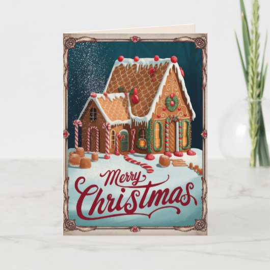 編集可能ヴィンテージクリスマス4ページのクリスマスカード シーズンカード (正面)